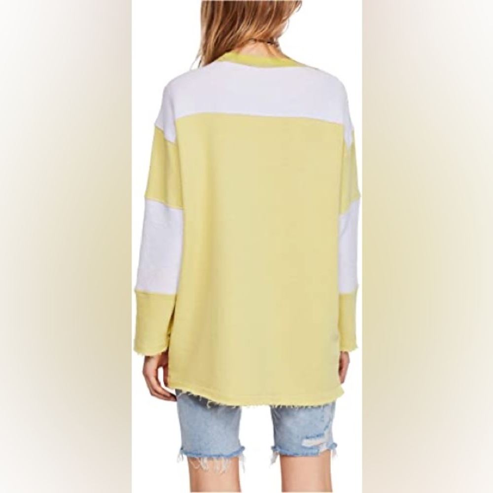 NWT XS Free People Jordan Fleece Sweatshirt Citron Combo Colorblock Oversized FP - Picture 7 of 15